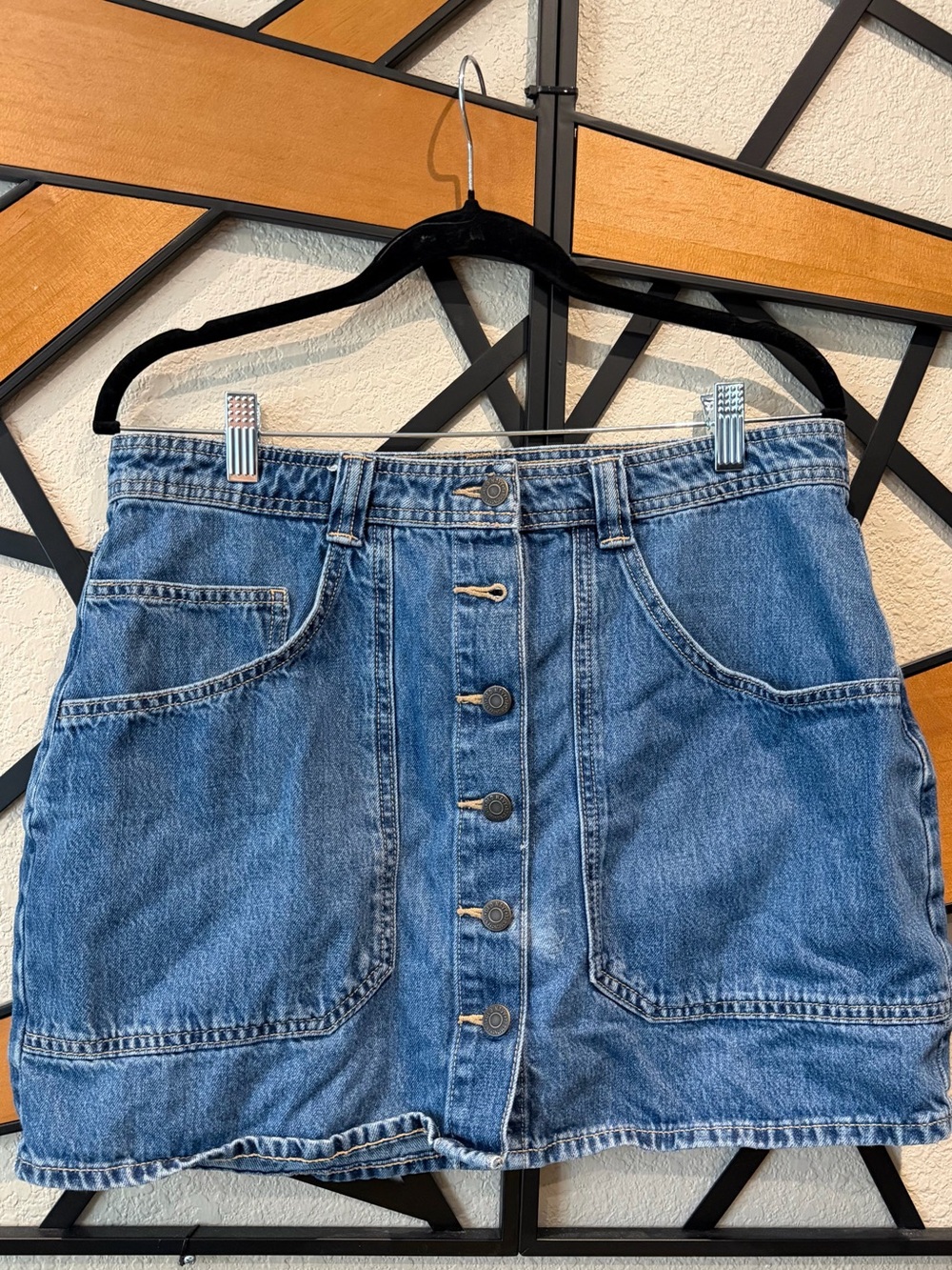 Old Navy Blue Denim Button-Front Mini Skirt